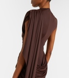De La Vali Draped caped jersey minidress