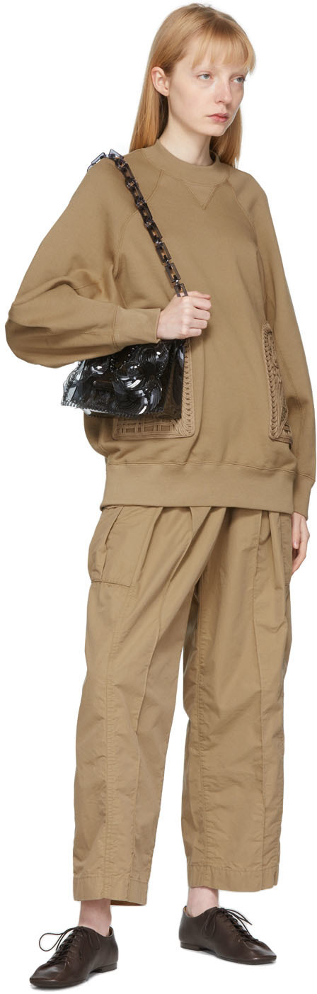 Mame Kurogouchi Beige Tucked Cargo Trousers Mame Kurogouchi