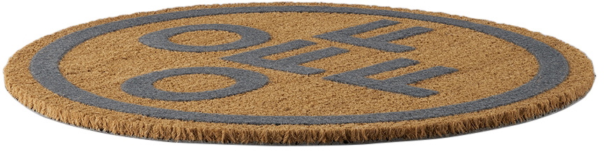 Off-White Brown Round 'Off' Door Mat
