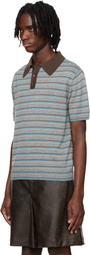 System Gray Striped Knitted Polo