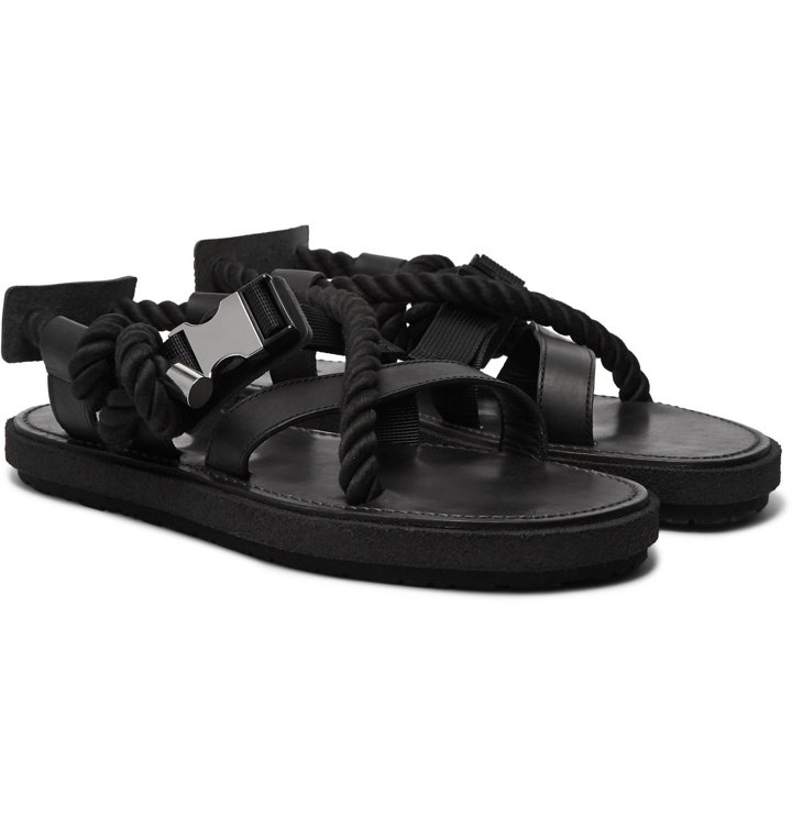 Photo: Sacai - Rope, Leather and Canvas Sandals - Black
