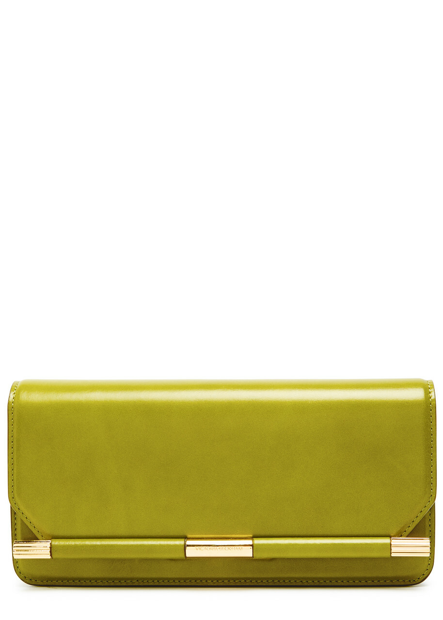 Victoria Beckham The 202 Cracked-effect Leather Clutch - Green - One Size
