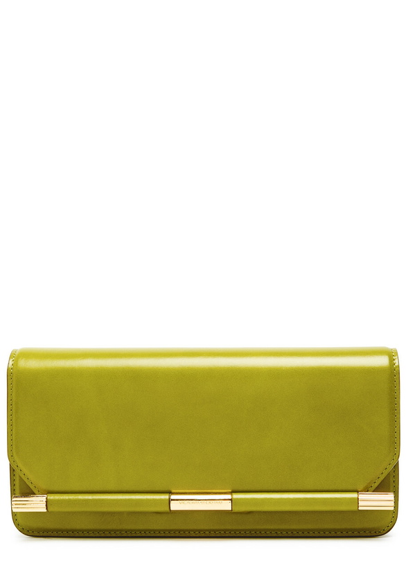 Photo: Victoria Beckham The 202 Cracked-effect Leather Clutch - Green - One Size