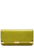 Victoria Beckham The 202 Cracked-effect Leather Clutch - Green - One Size