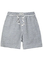 Che Riita Textured Patterned Linen Shorts Navy