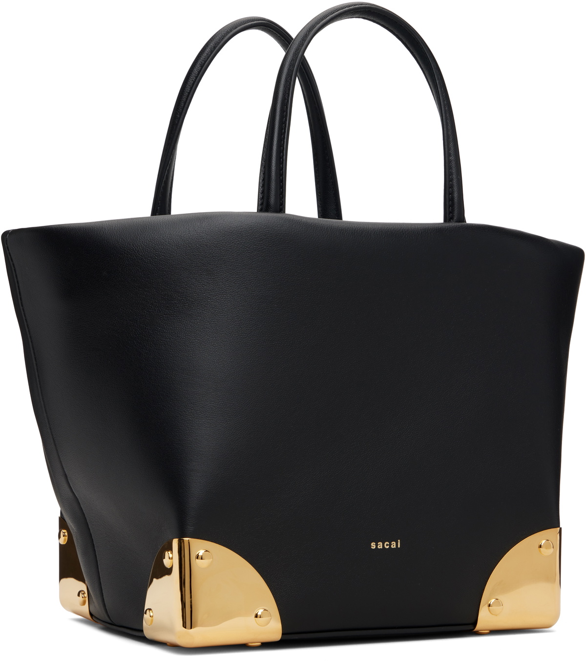 sacai Black Corner Metal Small Tote