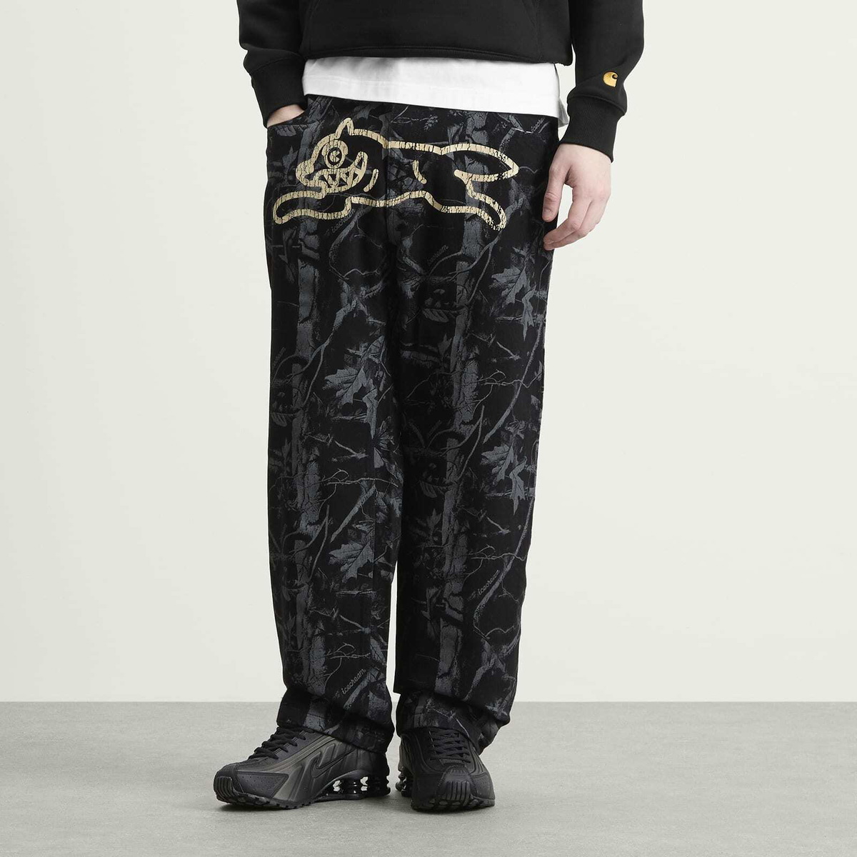ICECREAM Men's Tree Camo Double Scoop Denim Pants in Black