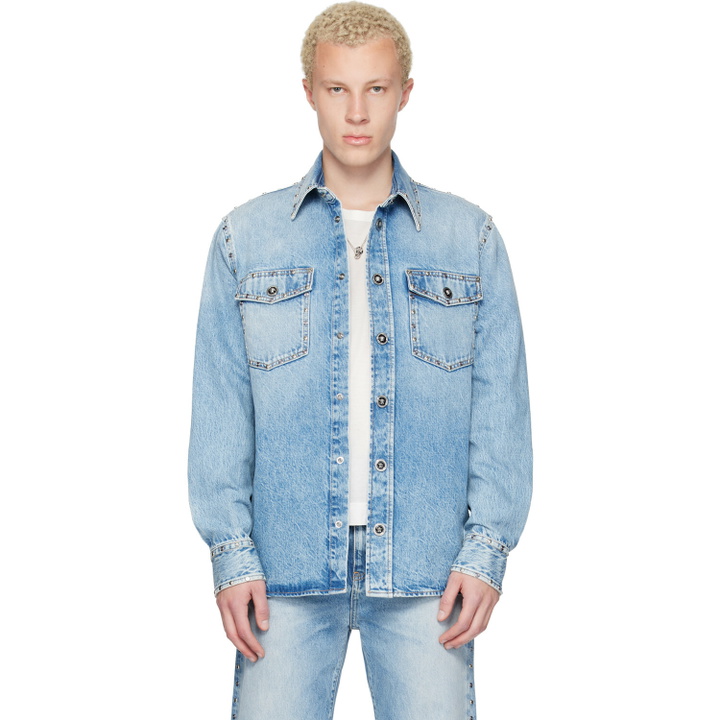 Photo: Versace Blue Studded Denim Shirt