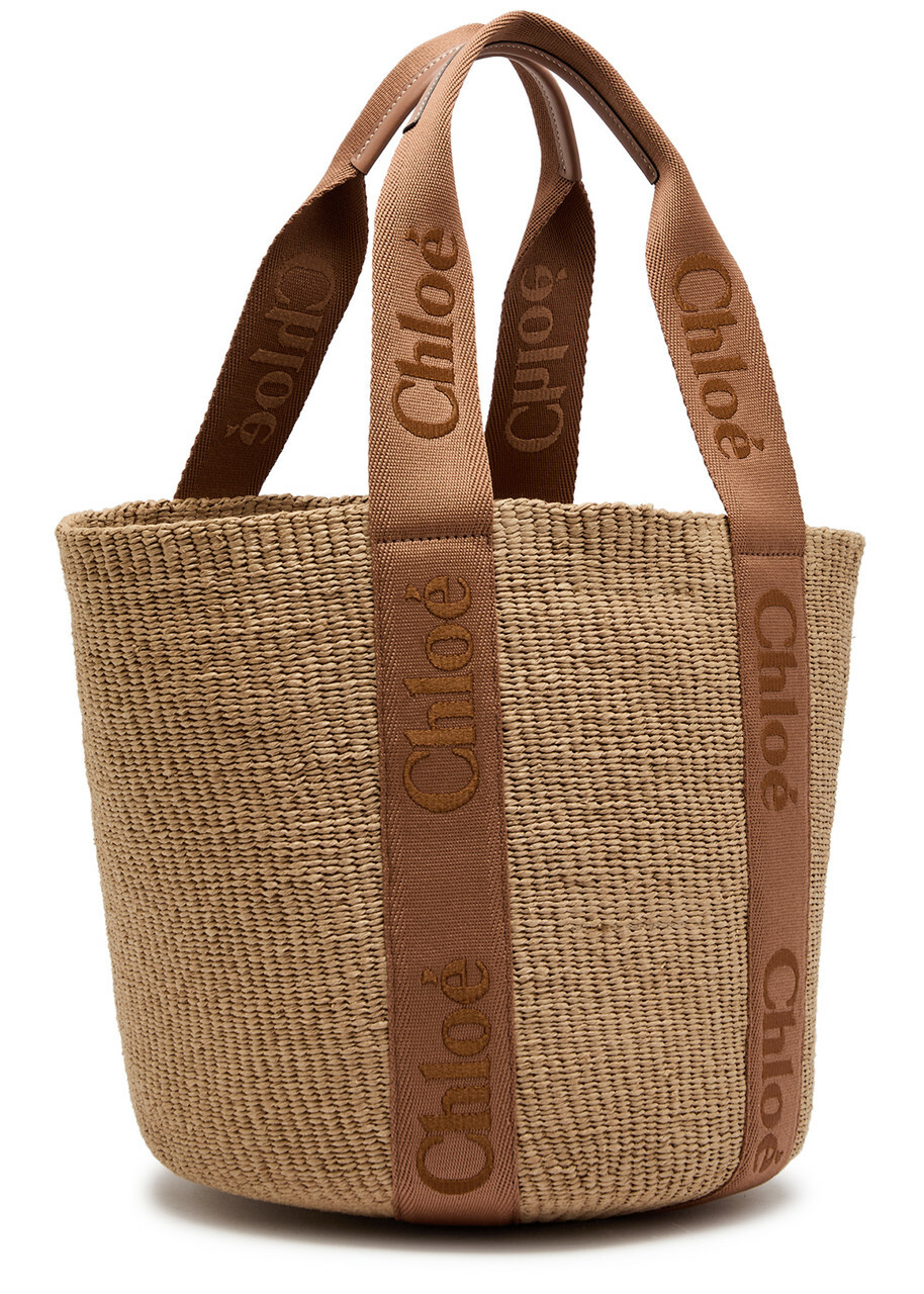 Chloe Woody Logo-embroidered Raffia Basket bag - Natural - One Size
