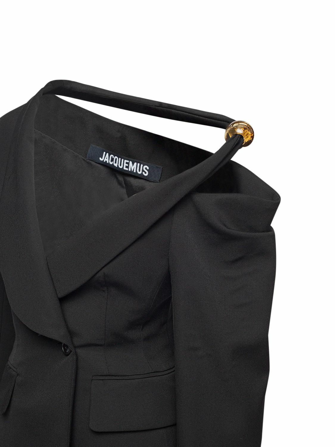 ★JACQUEMUS★ La Beste Vasca Jacket Black 231JA0311333990 23 JACQUEMUS La Veste Baska Wool Off-shoulder Blazer Jacquemus