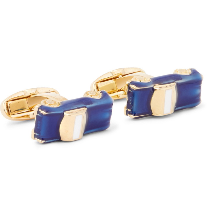 Photo: PAUL SMITH - Gold-Tone and Enamel Cufflinks - Blue