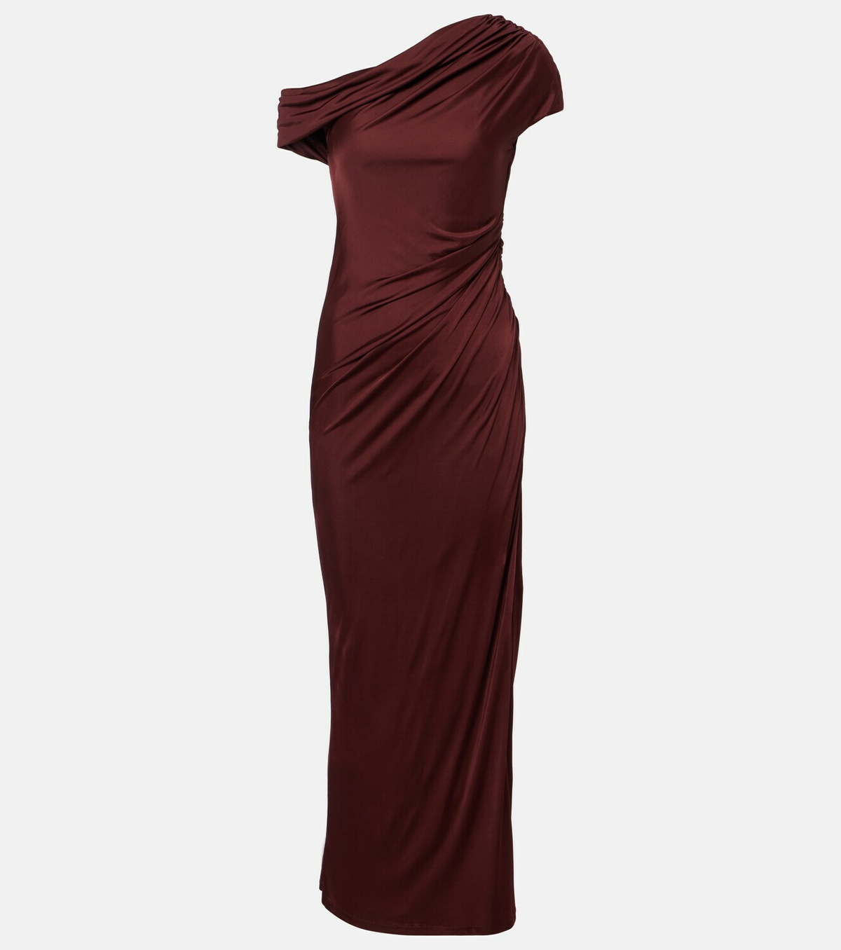 Galvan Asymmetric draped jersey maxi dress