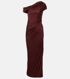 Galvan Asymmetric draped jersey maxi dress