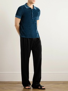 TOM FORD - Velour Polo Shirt - Blue