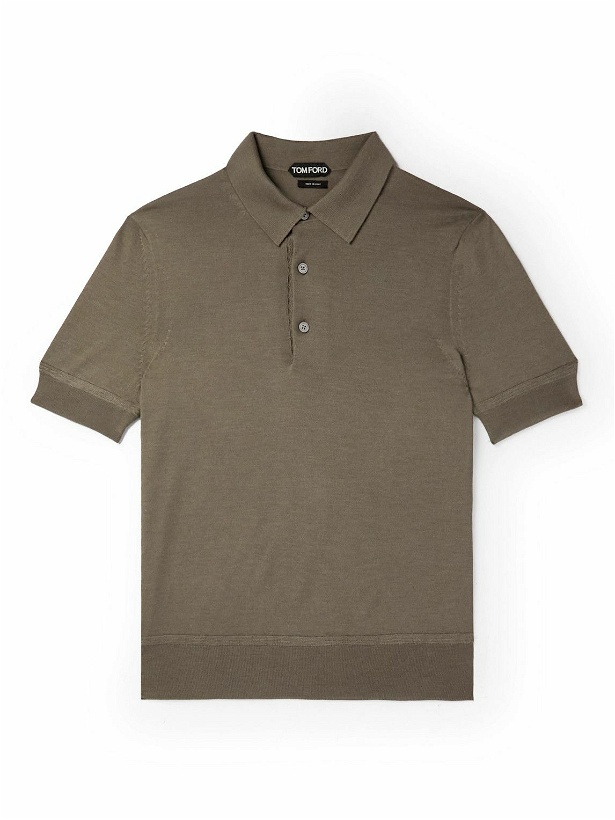 Photo: TOM FORD - Cashmere and Silk-Blend Polo Shirt - Green