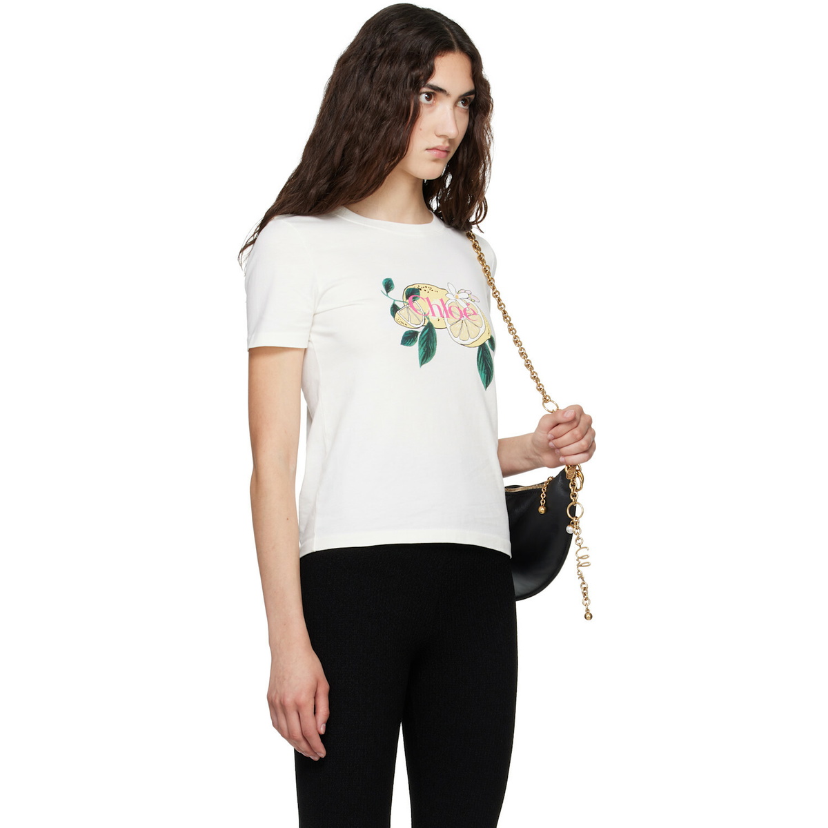Chloé White Crew-Neck Logo T-shirt