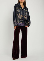 Forte_forte Printed Satin Shirt Navy