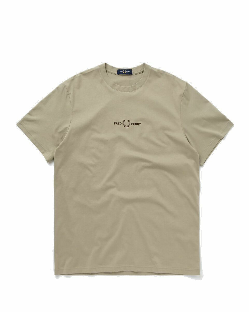 Photo: Fred Perry Embroidered T Shirt Beige - Mens - Shortsleeves