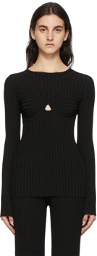 Helmut Lang Black Rib Cutout Bra Crewneck Sweater