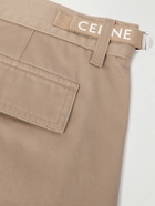 CELINE - Straight-Leg Distressed Cotton-Twill Cargo Shorts - Brown