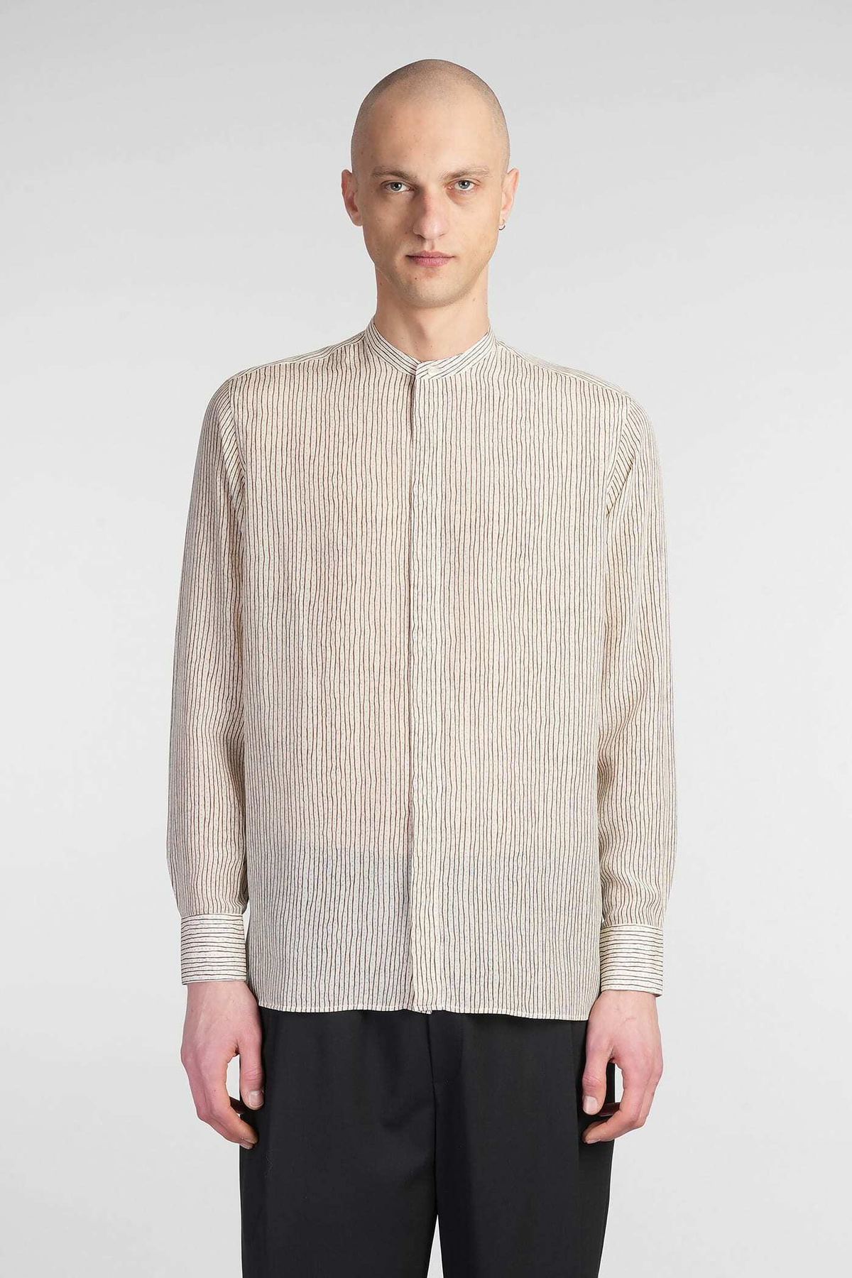 Laneus Shirt In Beige Silk