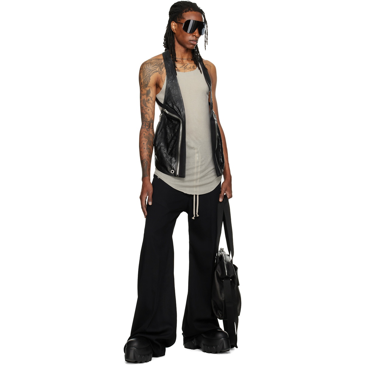 Rick Owens Black Tower Temple Leather Vest