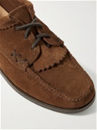YUKETEN - Leather-Trimmed Leopard-Print Calf Hair Kiltie Derby Shoes - Brown - US 7