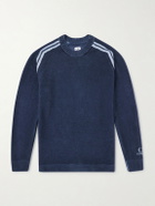 C.P. Company - Striped Logo-Embroidered Cotton-Chenille Sweater - Blue
