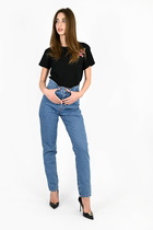 TwinSet Slim Fit Jeans With Floral Oval T