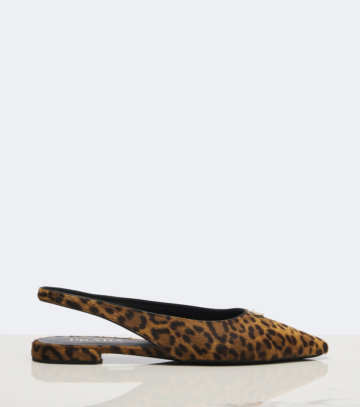 Prada Leopard-print calf hair slingback flats