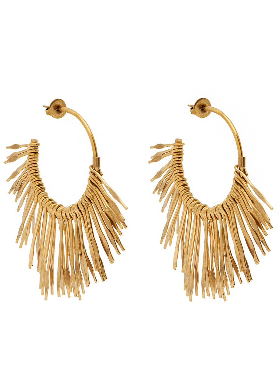 Isabel Marant Aria Fringed Hoop Earrings - Brass - One Size