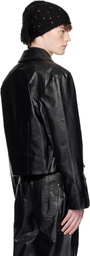 Kiko Kostadinov Black Kraner Cropped Leather Jacket