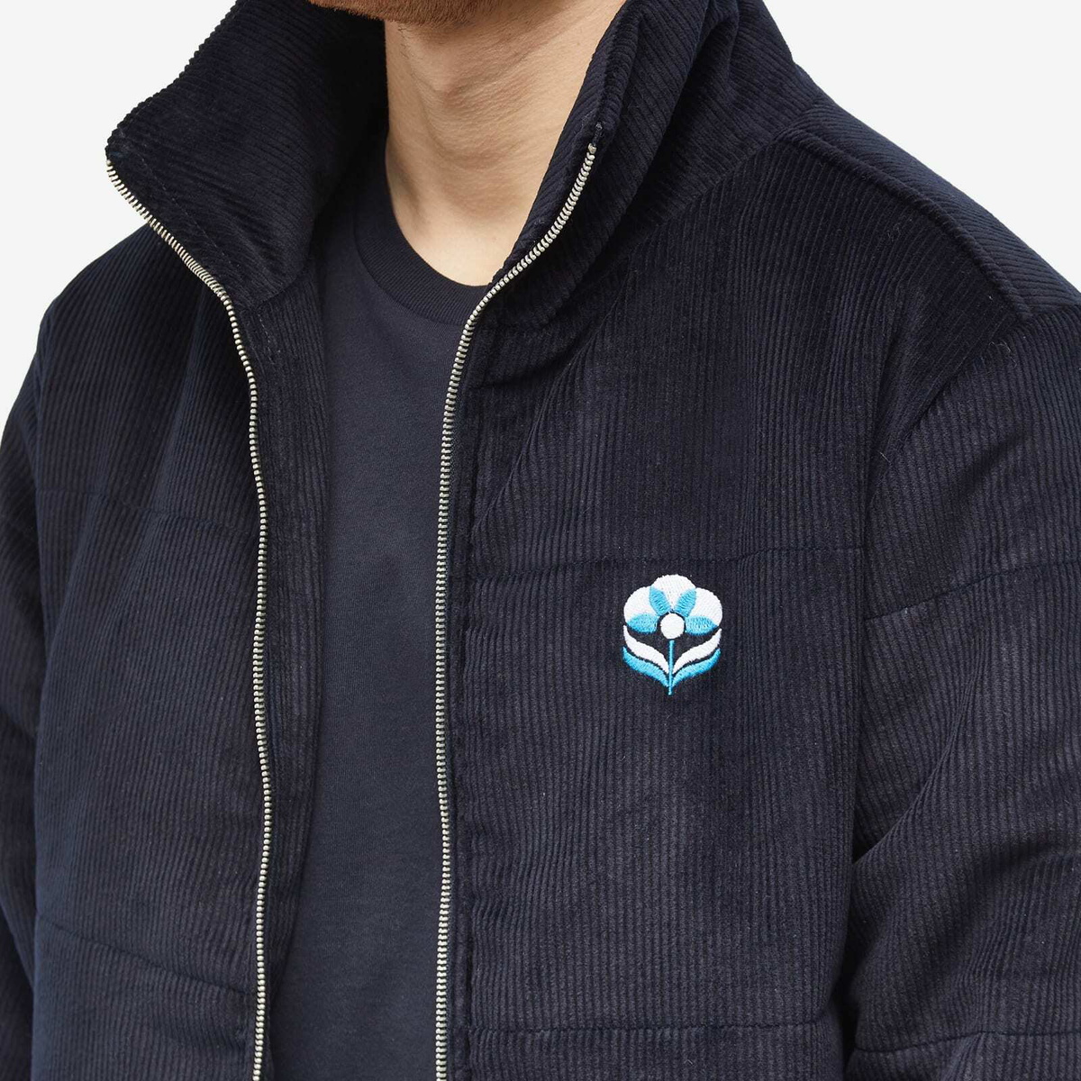 Blue Flowers Men's Ablaze Puffer Jacket in Navy Blue