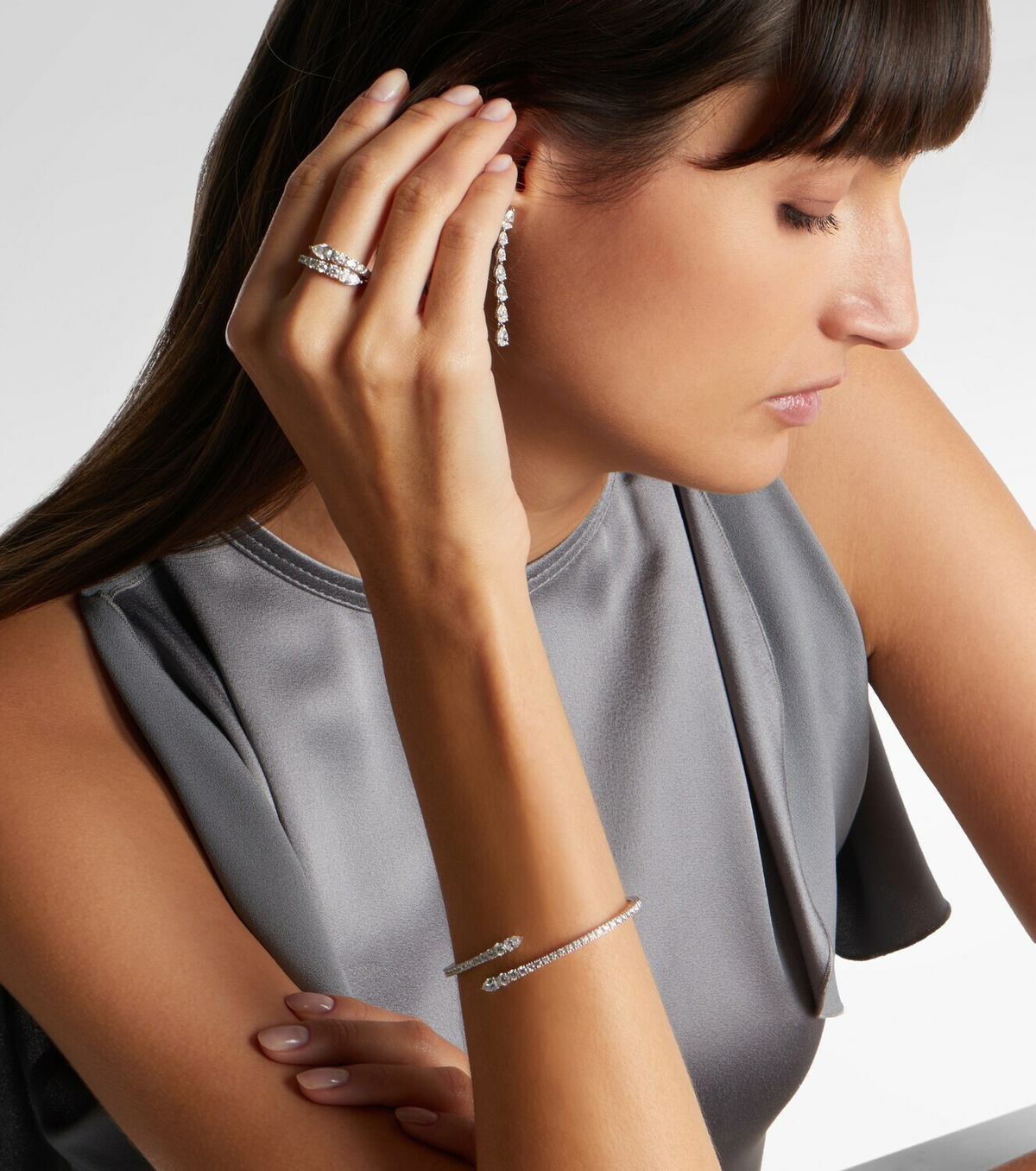 Bucherer Fine Jewellery Classics Twist 18kt white gold bangle with diamonds