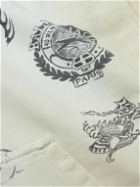 Balenciaga - Tat Printed Distressed Cotton-Jersey Zip-Up Hoodie - White