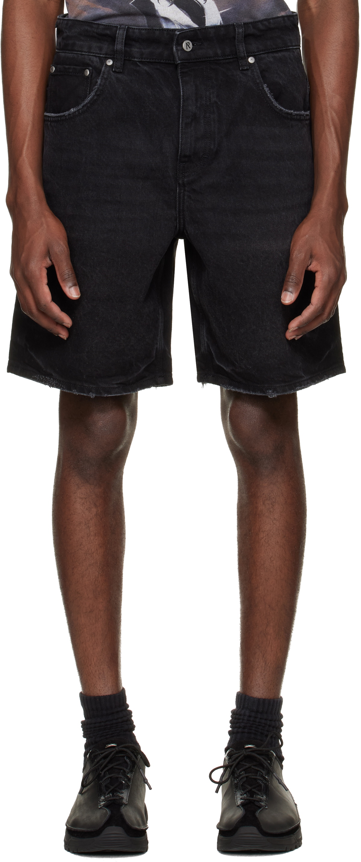 Represent Black R10T Tailored Denim Shorts