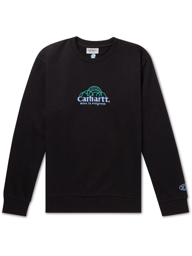Photo: Carhartt WIP - Geo Script Logo-Embroidered Cotton-Blend Jersey Sweatshirt - Black