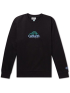 Carhartt WIP - Geo Script Logo-Embroidered Cotton-Blend Jersey Sweatshirt - Black