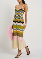 LA Double J Chevron Pointelle-knit Cotton Midi Dress Multicoloured
