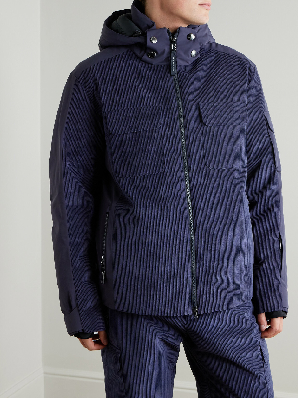 BOGNER - Cobe-D Quilted Corduroy Hooded Ski Jacket - Blue