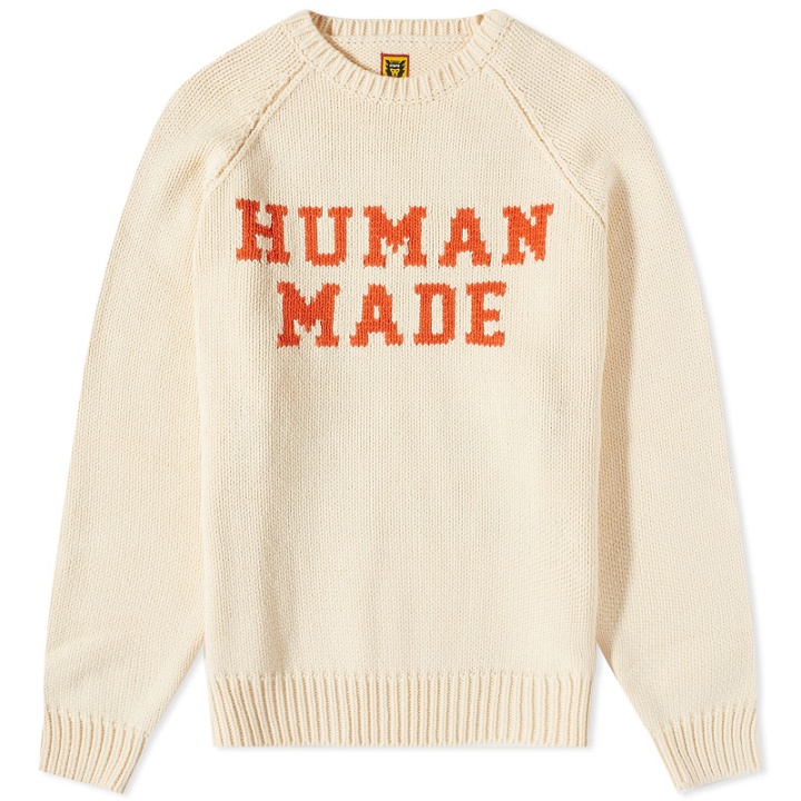 Photo: Human Made Men's Bear Raglan Knit Sweater in White