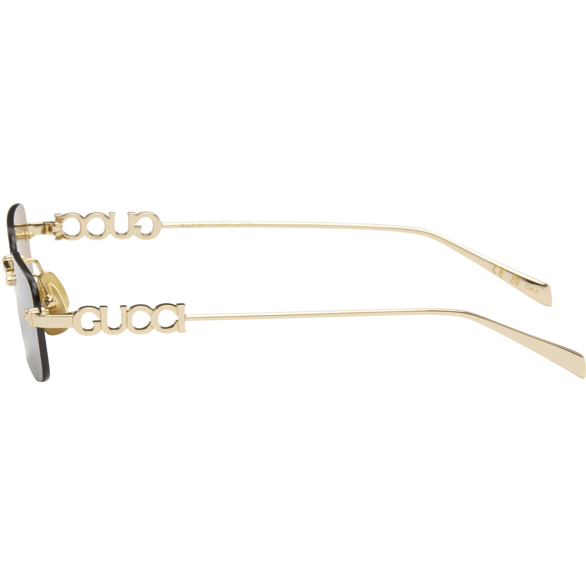 Gucci Gold Rectangular Frame Sunglasses