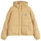 Sporty & Rich Women's Crown Logo Hooded Puffer Jacket in Beige