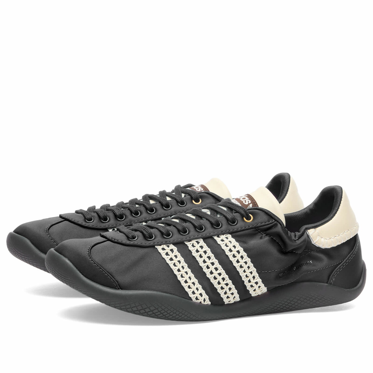 Adidas x Wales Bonner Karintha Lo Satin Sneaker in Core Black/Dark Brown/Cream White