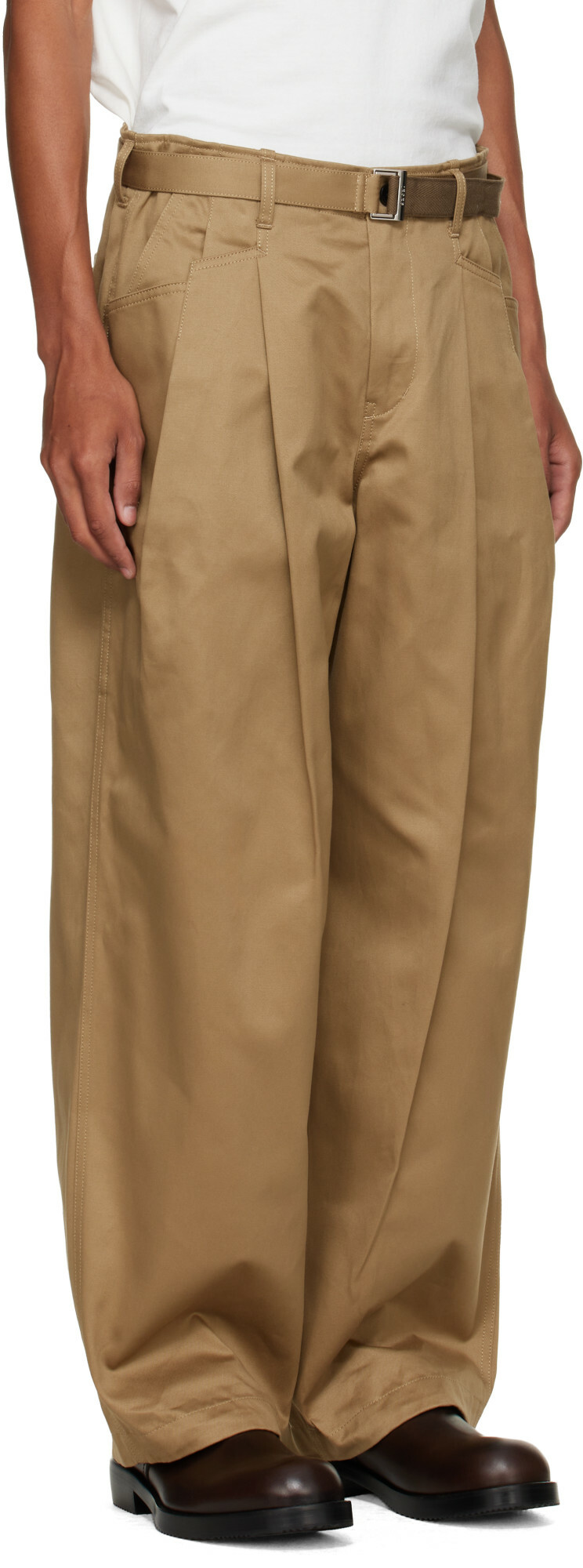 sacai Beige Cotton Chino Trousers