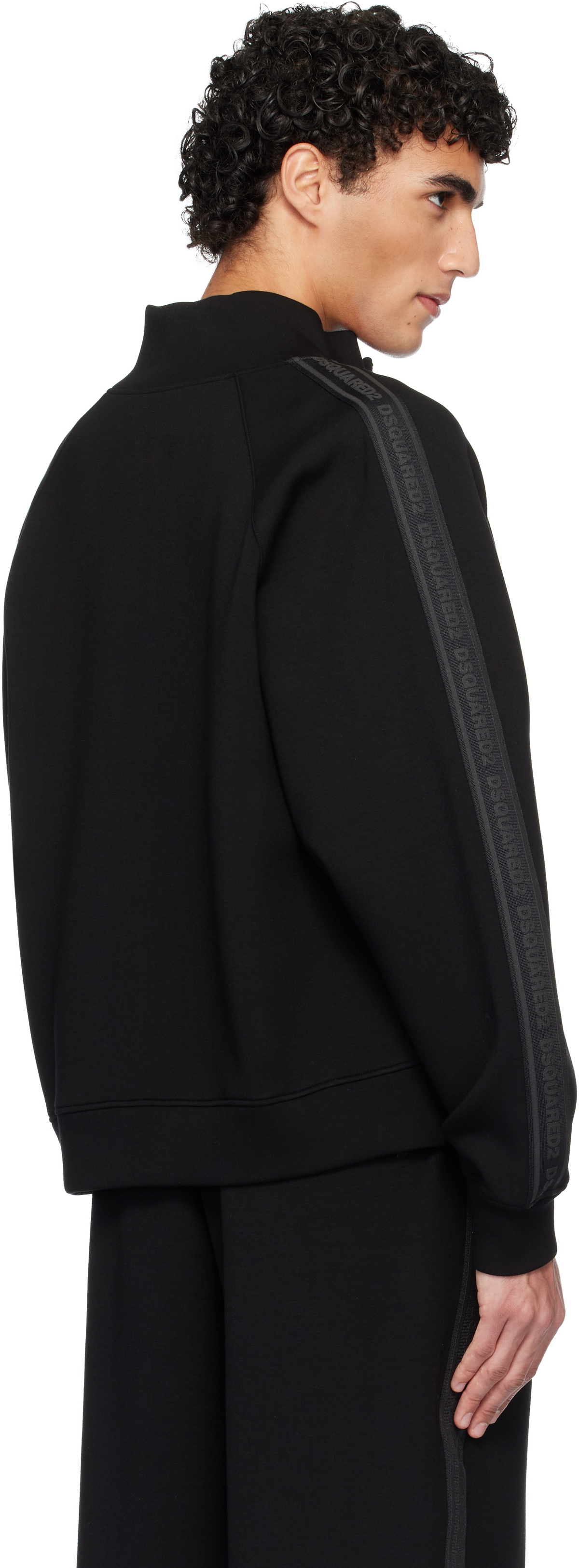 Dsquared2 Black D2 Tape Zipped Jacket
