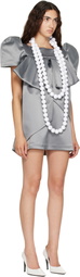 VAQUERA Gray Satin Bow Minidress
