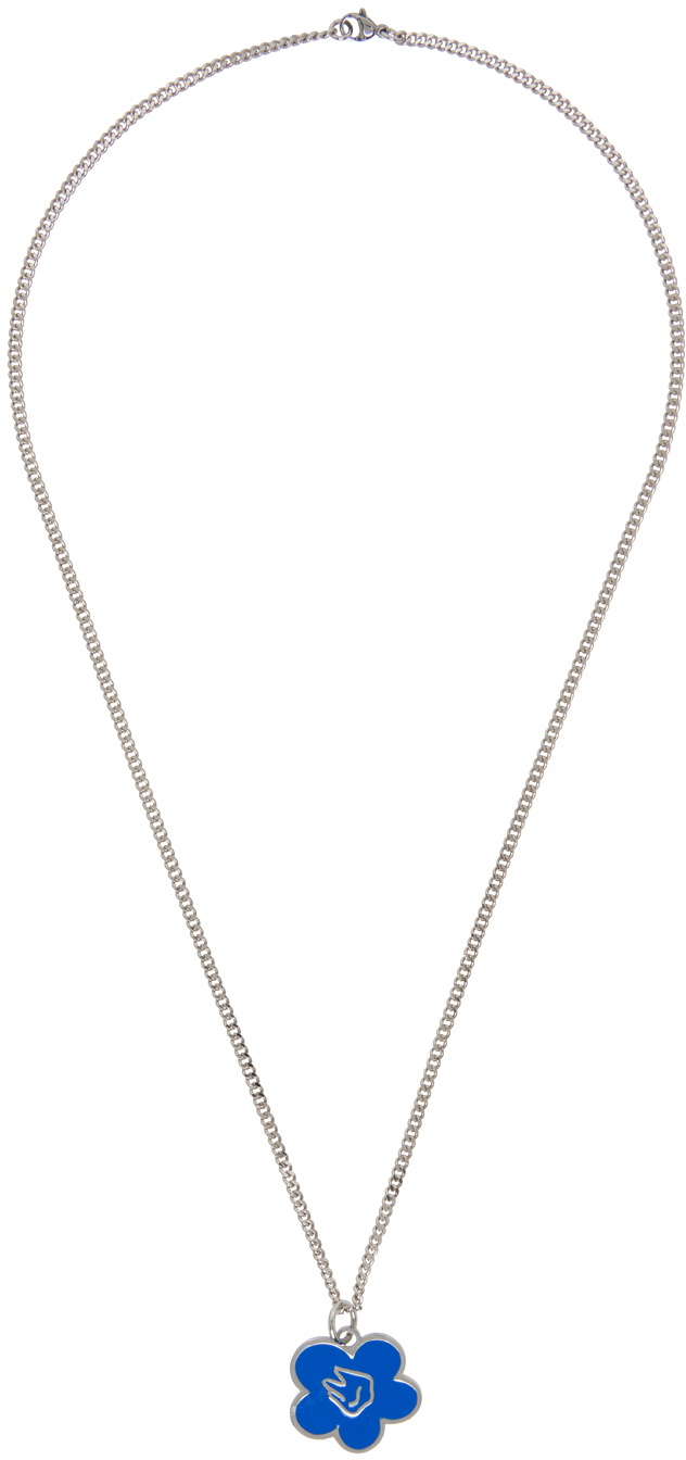 IN GOLD WE TRUST PARIS SSENSE Exclusive Silver Long Flower Necklace