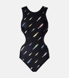 Staud Dolce cutout printed swimsuit