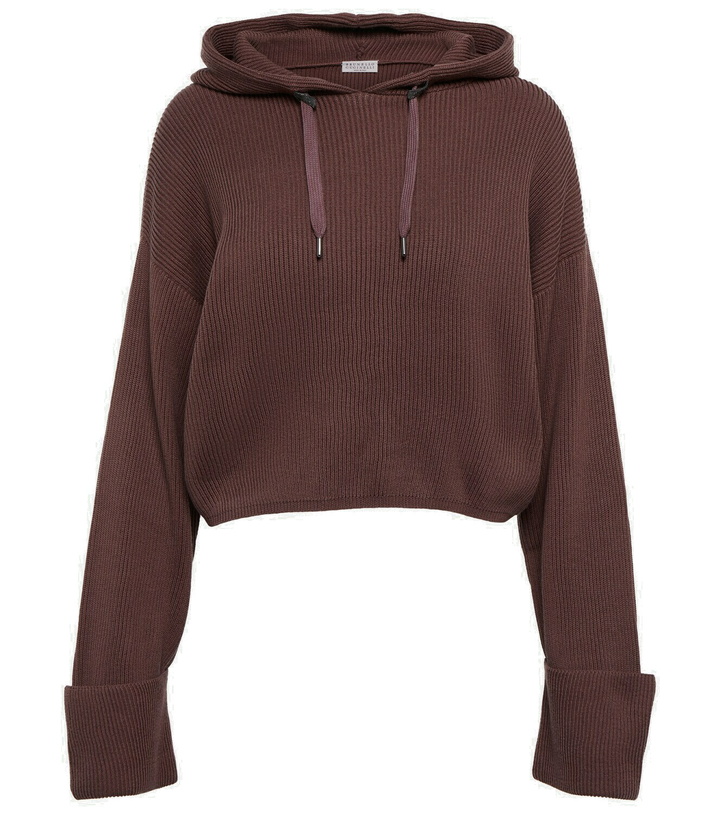 Photo: Brunello Cucinelli - Ribbed-knit cotton hoodie